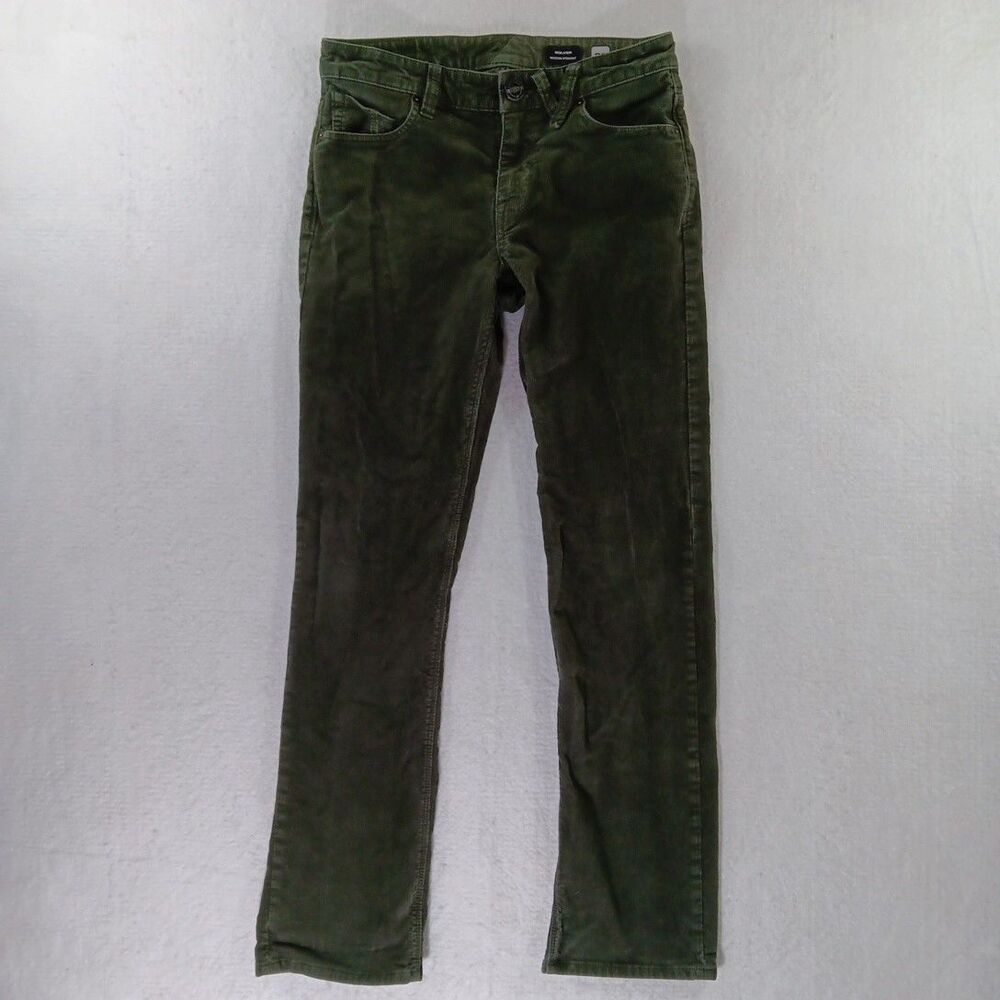 Volcom Corduroy Jeans Men's Size 29 Green Solver Modern Straight